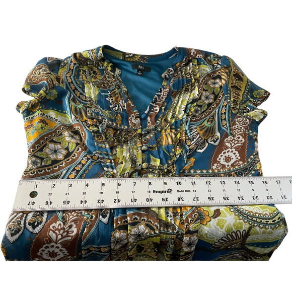 JBS Paisley Print Multicolor Empire Waist Short Sleeve Dress Size 10 Boho - Picture 5 of 11